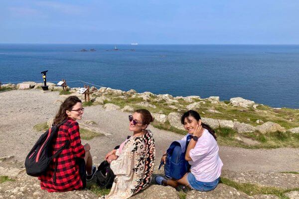 Summer school students enjoying the view at Land's End.