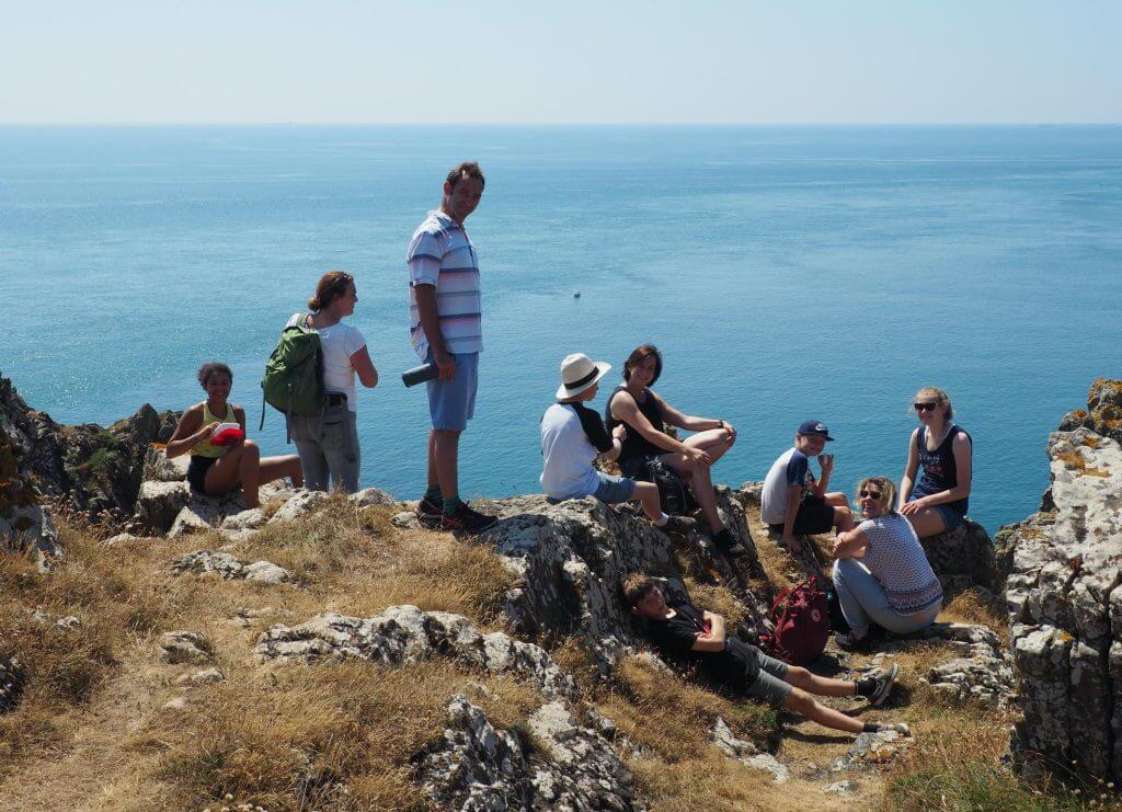 Family Summer School students on a coast walk, The Lizard.
