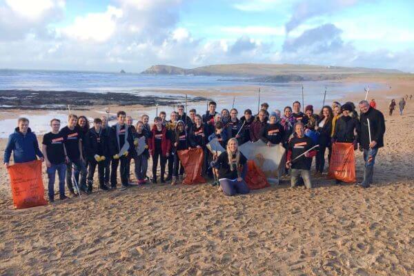 Ministay group completing a beach clean with Beach Guardian