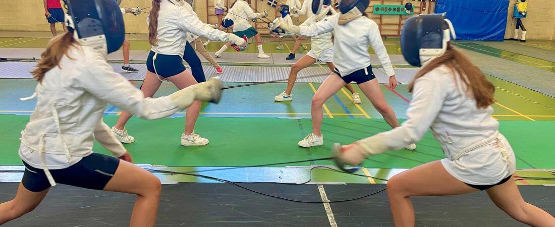 Language Tree students fencing in Truro.