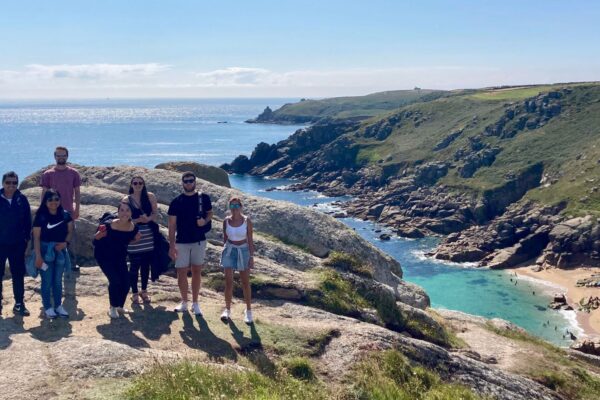 Coast walkers at Porthcurno