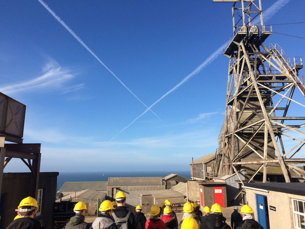 Students on a tour of Geevor Tin Mines.