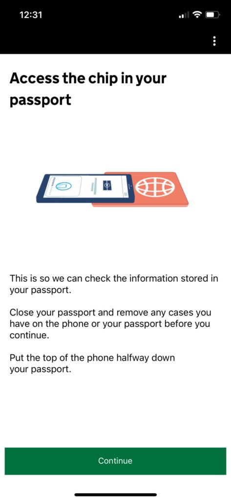 Scan the chip on your passport